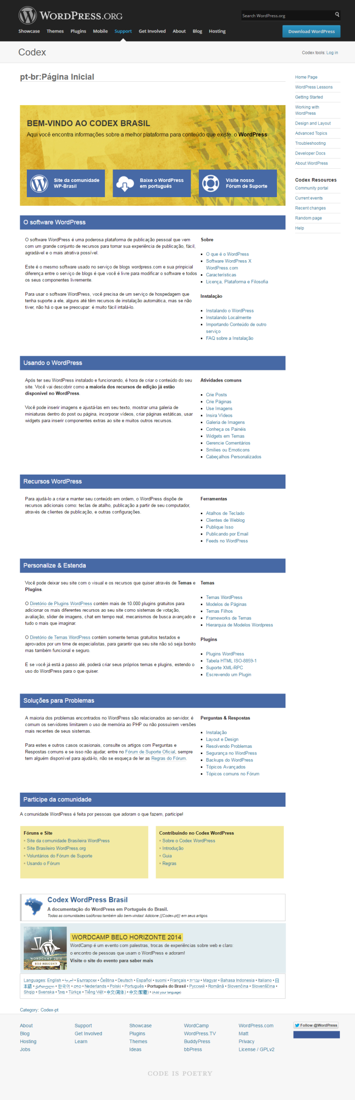 pt br Página Inicial « WordPress Codex2014